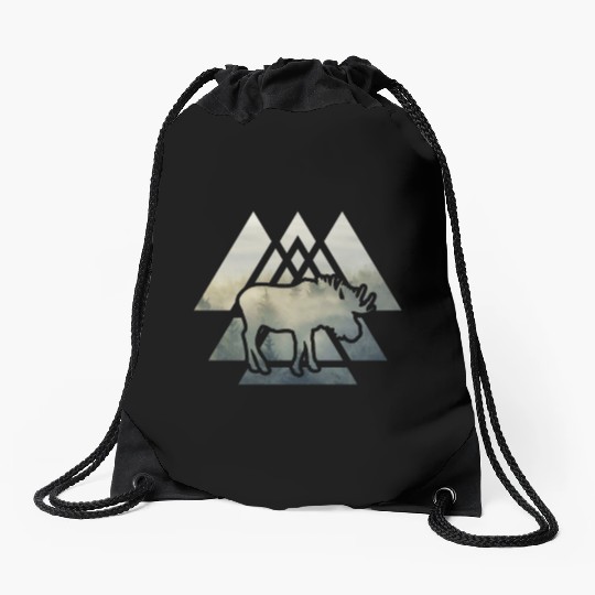 Elk Moose Silhouette Mountain Forest Drawstring Bags
