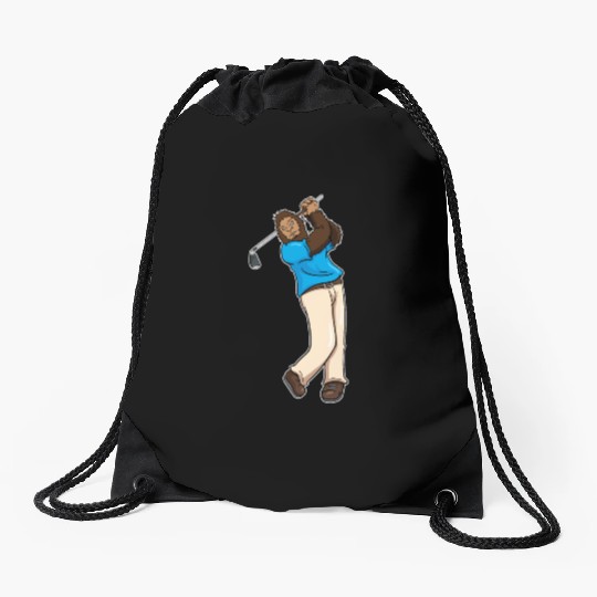 Golf Golfer Bigfoot Sasquatch Gift Drawstring Bags