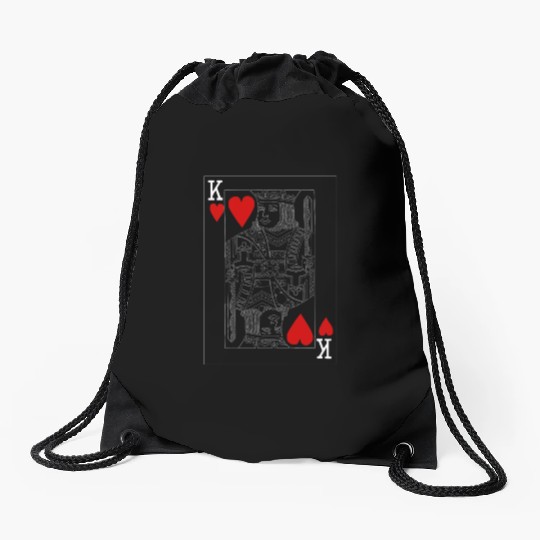 KING OF HEARTS PLAYING CARD Drawstring Bags