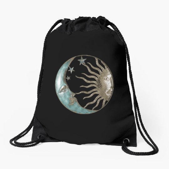Moon and sun Drawstring Bags