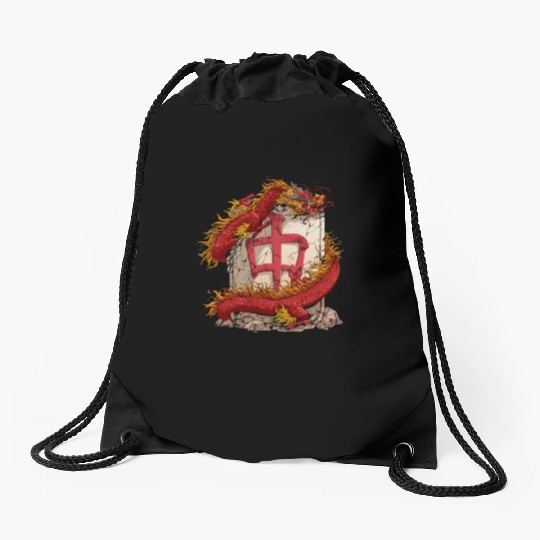 Mahjong Player Mah Jongg Drawstring Bags Red Dragon Tile