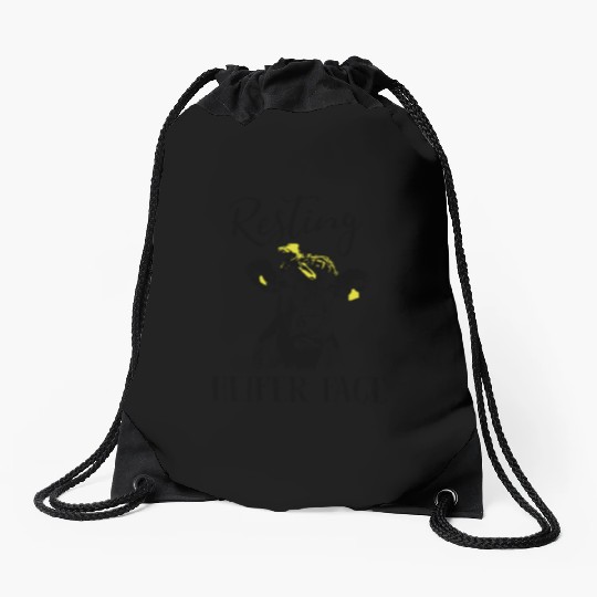 resting heifer face animals cute lovely cow Drawstring Bags