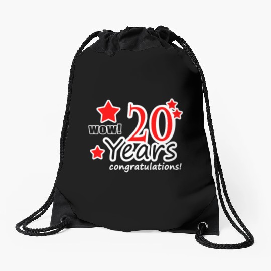 20 years anniversary Drawstring Bags