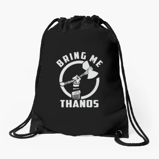 bring me Thanos stormbreaker black and white Drawstring Bags