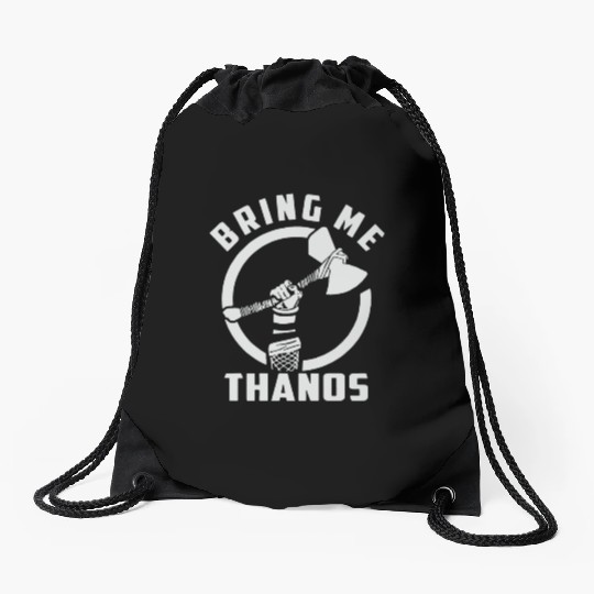 bring me Thanos stormbreaker black and white Drawstring Bags
