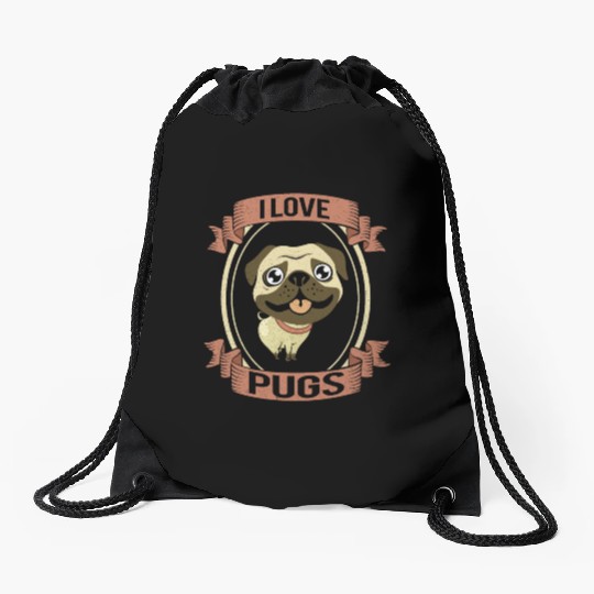 Pug Drawstring Bags