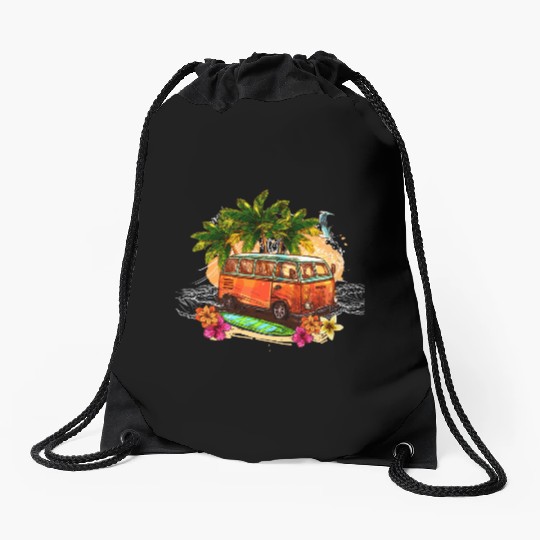 beach car Drawstring Bags