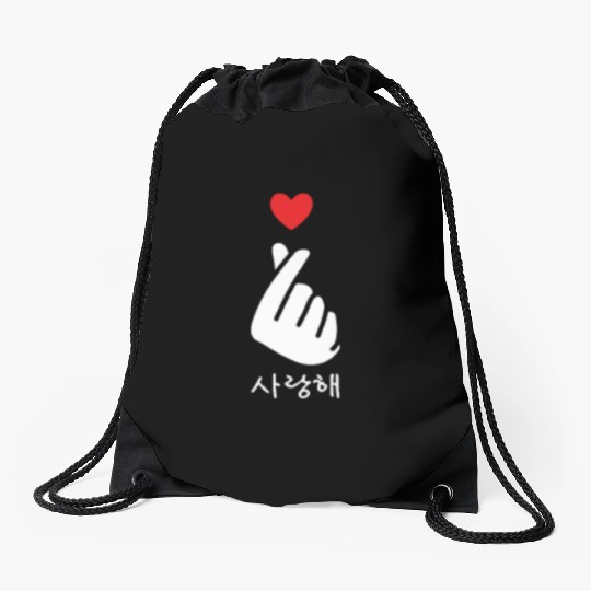 Saranghae KPop Finger Heart Pocket Korean Love Drawstring Bags