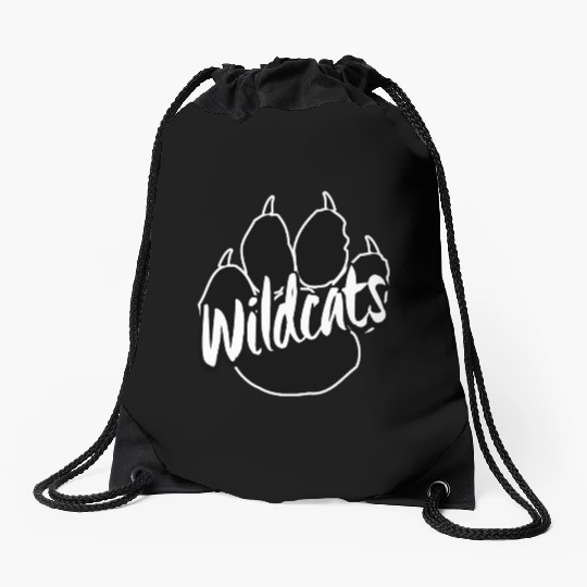 Wildcats Paw Print Back To School Spirit Mascot Drawstring Bags