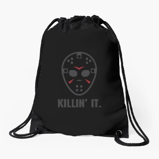 Killin It Friday 13TH Halloween Jason Mask Drawstring Bags