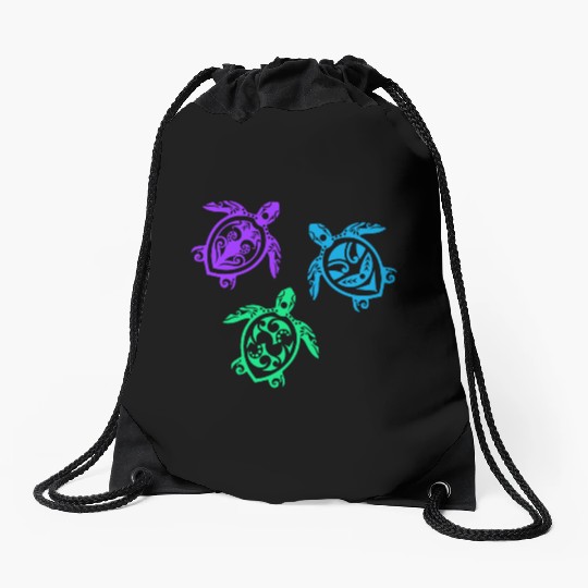 Maori Three Turtles Group Tattoo Gift Idea Drawstring Bags