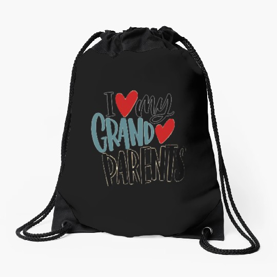 I love my grand parents Drawstring Bags