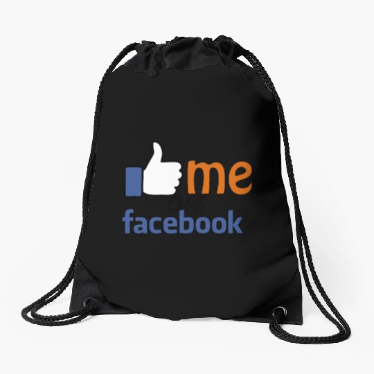 like me on facebook Drawstring Bags