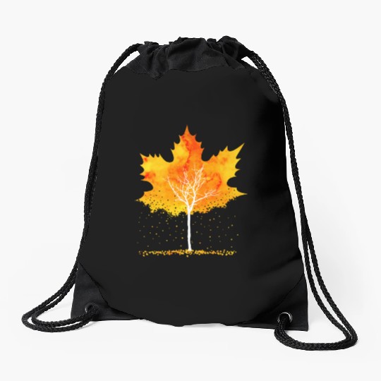 Maple Leaf Autumn Orange Fall Leaves Drawstring Bags