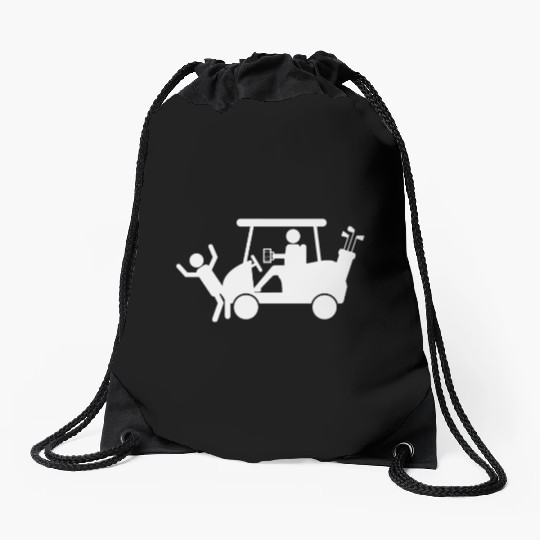 Golf Cart Beer Drunk Golfer Funny Design Gift Idea Drawstring Bags