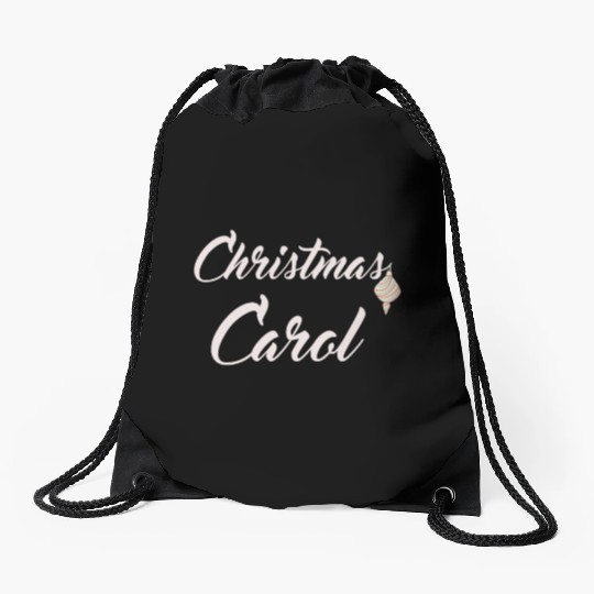 Christmas Carol with xmas decoration for Carols Drawstring Bags