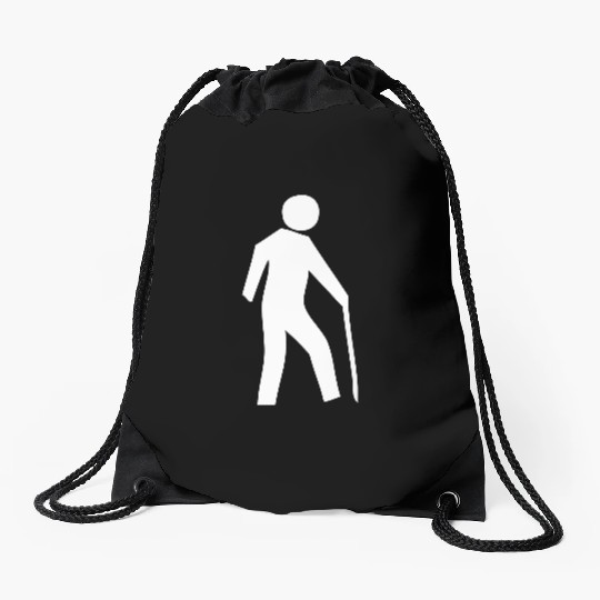 Old Man With A Walking Stick Drawstring Bags