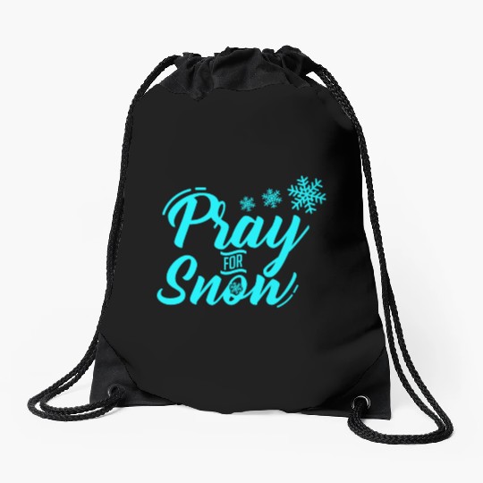 Pray for Snow Snow White Christmas Praying Drawstring Bags