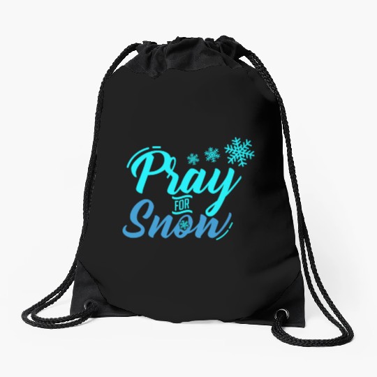 Pray for Snow Snow White Christmas Praying Drawstring Bags