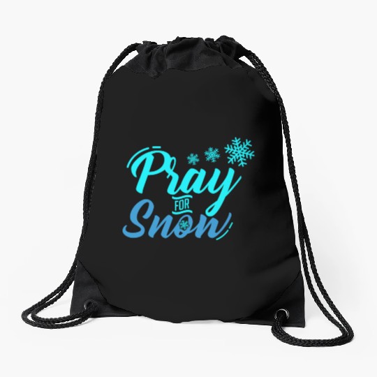 Pray for Snow Snow White Christmas Praying Drawstring Bags