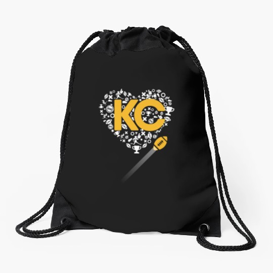 I Love Kansas City Football Drawstring Bags Heart KC