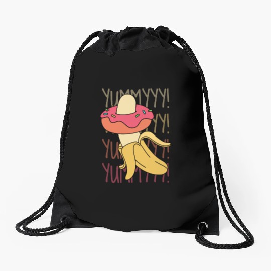 Banana Donut Yummy Delicious Funny Drawstring Bags
