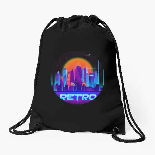 Synthwave Space: Retrowave Drawstring Bags