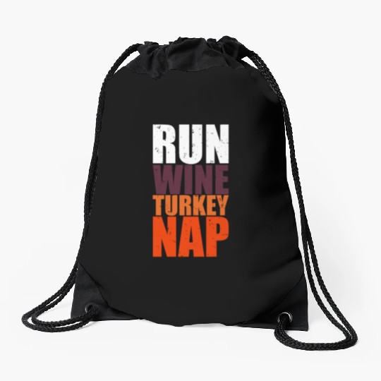 Thanksgiving Wine Turkey Nap Funny Foodie Gift Drawstring Bags