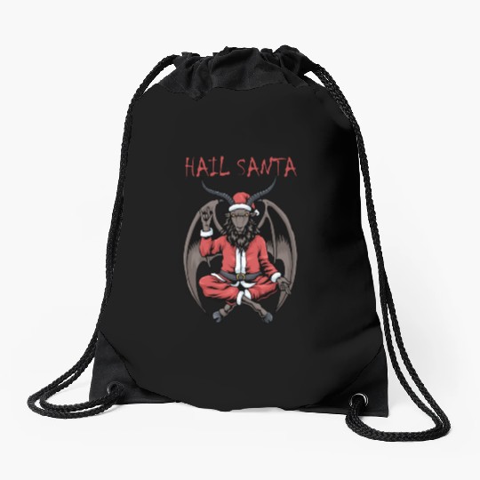 Christmas Hail Santa Satanism Goat Baphomet Satan Drawstring Bags