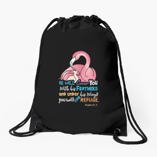 Bible Verse, Refuge Drawstring Bags