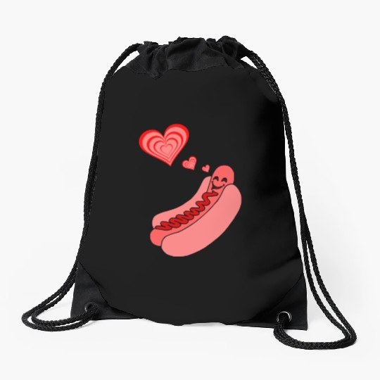 Hot Dog Love Drawstring Bags