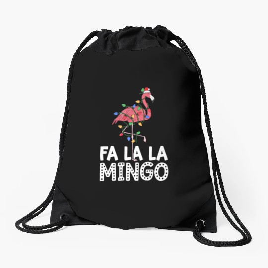 Fa La La Mingo Flamingo Christmas Tree Lights Drawstring Bags