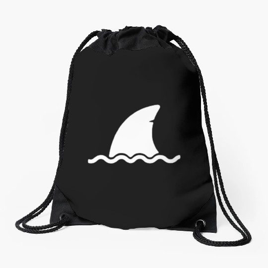 Shark shark fin water sea animal swim present Drawstring Bags