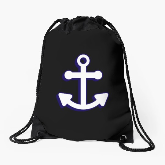 Nautical boat anchor in navy blue and white 3D Drawstring Bags