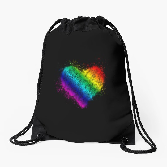Rainbow Heart Vintage <3 Drawstring Bags