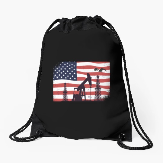 Oil Rig Worker Pump USA American Gas Oilfield Drawstring Bags