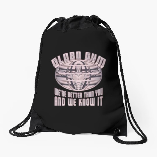 globo gym costume Drawstring Bags