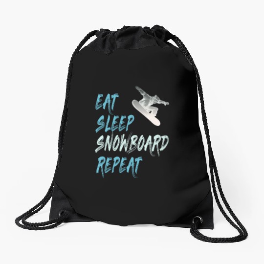eat sleep snowboard repeat winter sports gift Drawstring Bags