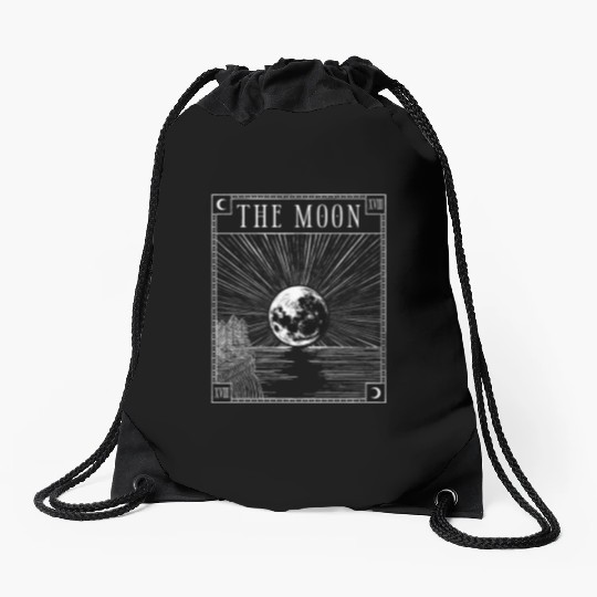 Moon Tarot Card XVIII Occult Witchcraft Gothic Drawstring Bags