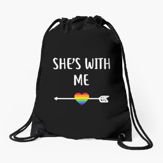 Lesbian Matching Couple Gifts She's With Me Set 2l Drawstring Bags