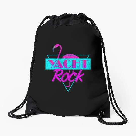 Yacht Rock Retro Flamingo Drawstring Bags