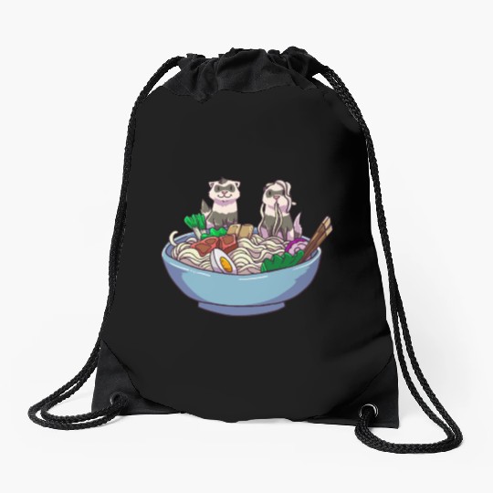 Ramen Ferret Anime Drawstring Bags