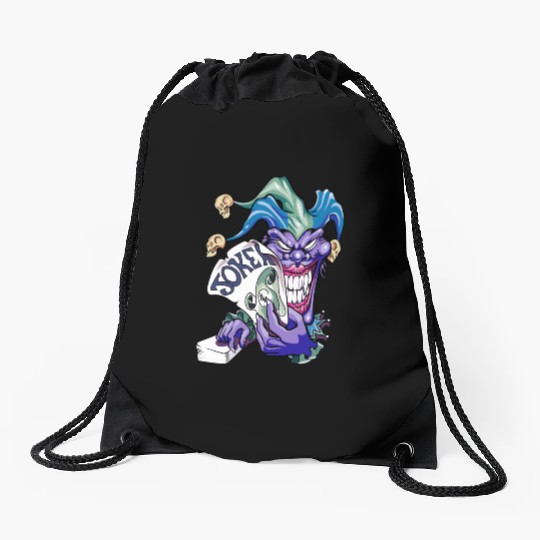 Joker with cards Drawstring Bags