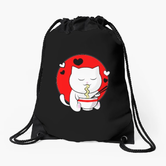 Kawaii Ramen Anime Cat Japanese Manga Drawstring Bags
