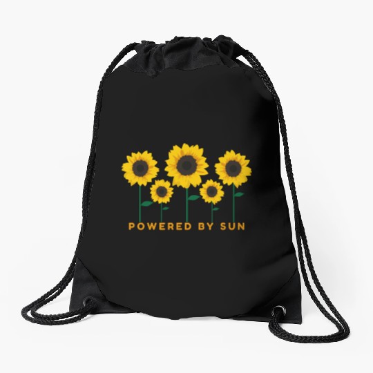 Sunflower Powered By Sun Summer Gift Idea Drawstring Bags