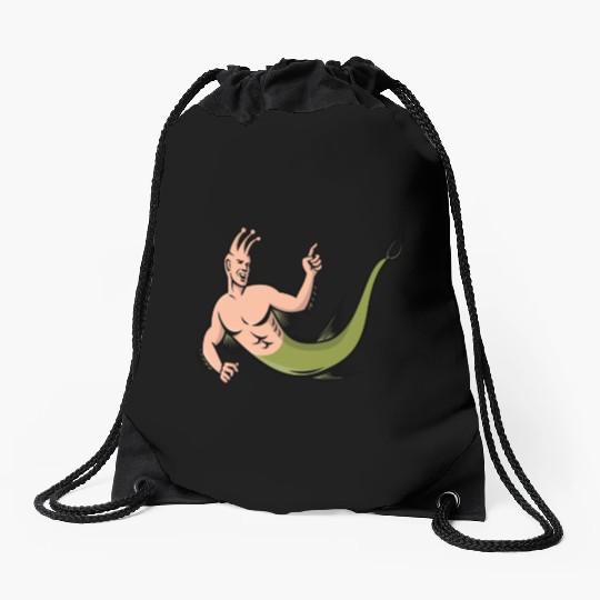 Sea Monkey Pointing Mascot Drawstring Bags