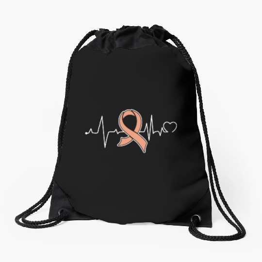 Heart beat- Endometrial Cancer Awareness Drawstring Bags