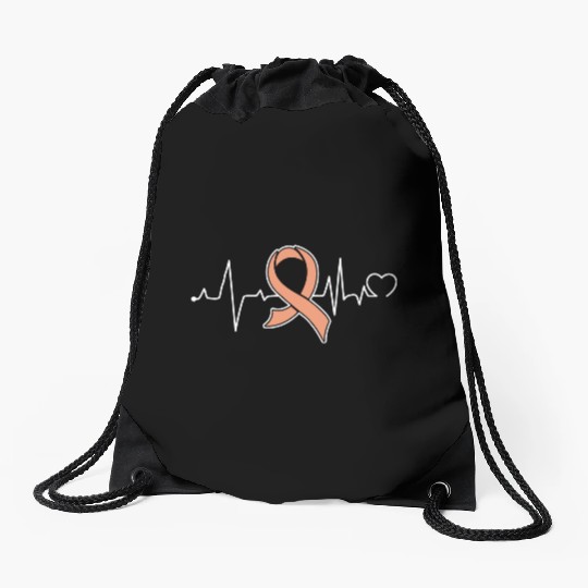 Heart beat- Endometrial Cancer Awareness Drawstring Bags
