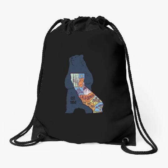 Vintage California Bear EST 1850 Drawstring Bags