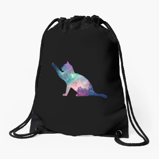 galaxy cat for cats lovers Drawstring Bags